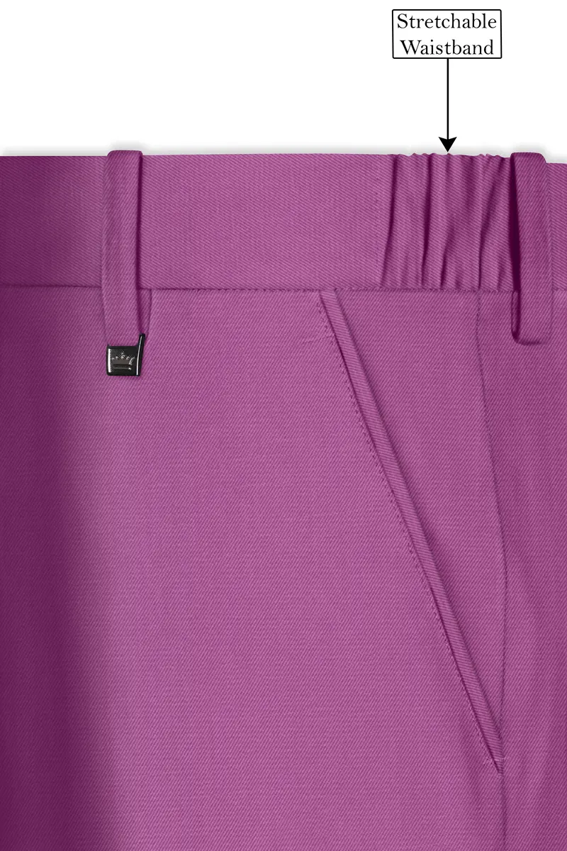 Rosvoy-Trendy Pink Wool Rich Bandhgala Slight Stretch Suit 14