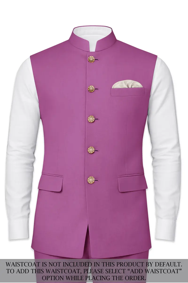 Rosvoy-Trendy Pink Wool Rich Bandhgala Slight Stretch Suit 15