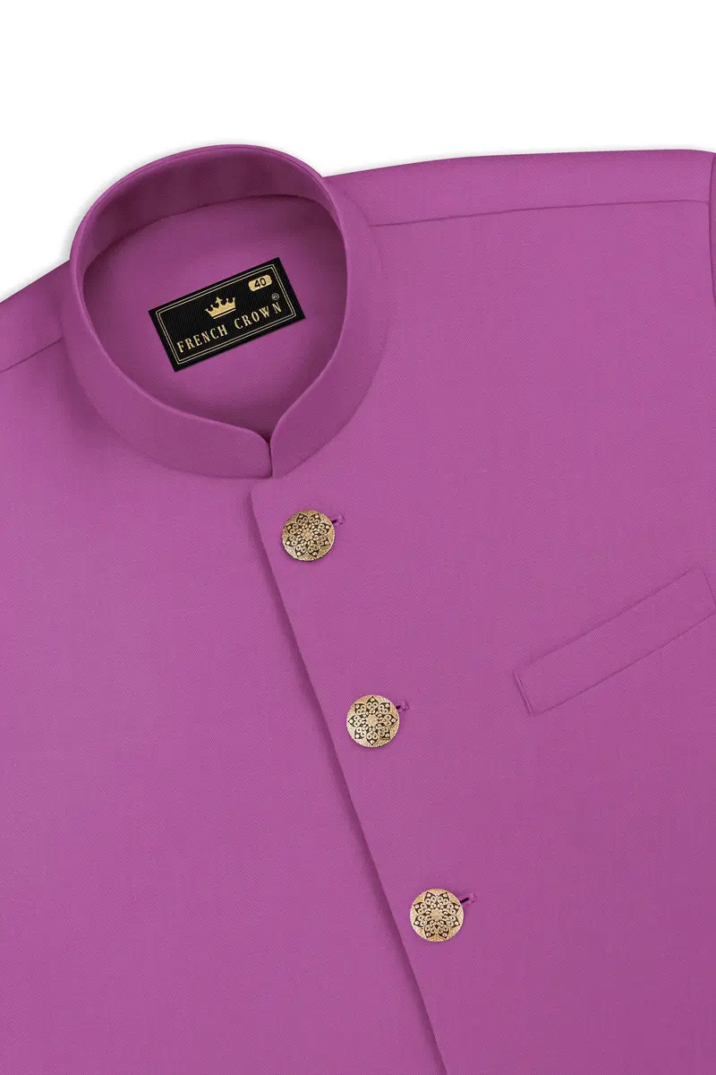 Rosvoy-Trendy Pink Wool Rich Bandhgala Slight Stretch Suit 17
