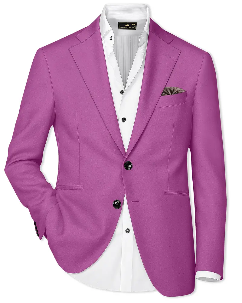 Rosvoy-Trendy Pink Wool Rich Single Breasted Slight Stretch Blazer 1