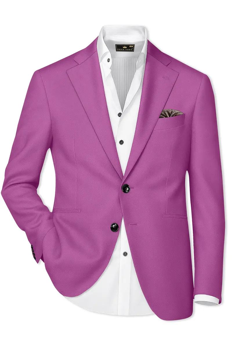 Rosvoy-Trendy Pink Wool Rich Single Breasted Slight Stretch Suit 11