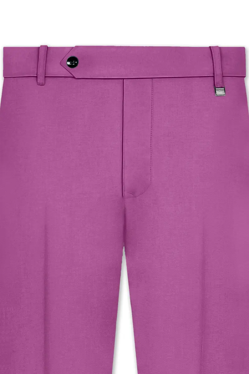 Rosvoy-Trendy Pink Wool Rich Single Breasted Slight Stretch Suit 13