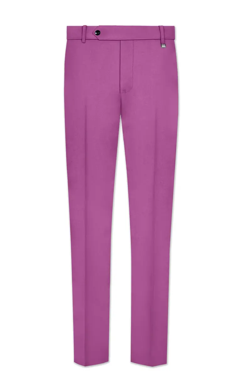 Rosvoy-Trendy Pink Wool Rich Single Breasted Slight Stretch Suit 14
