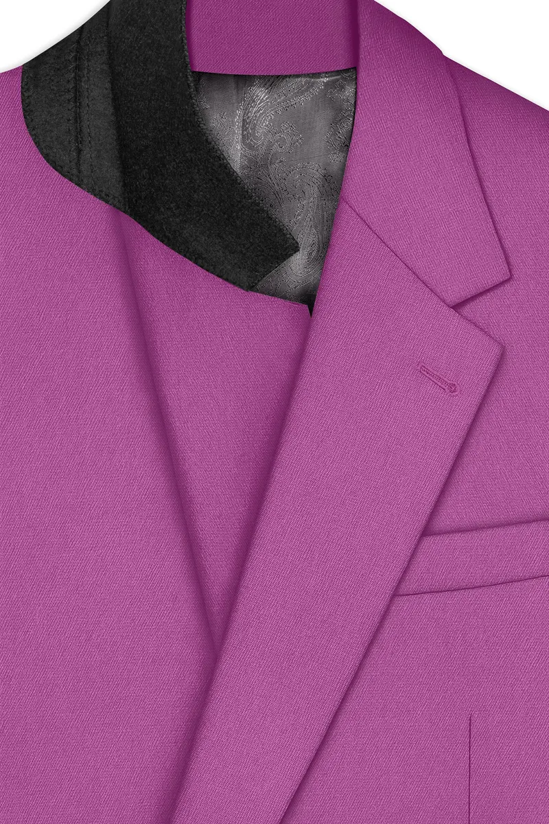 Rosvoy-Trendy Pink Wool Rich Single Breasted Slight Stretch Suit 6