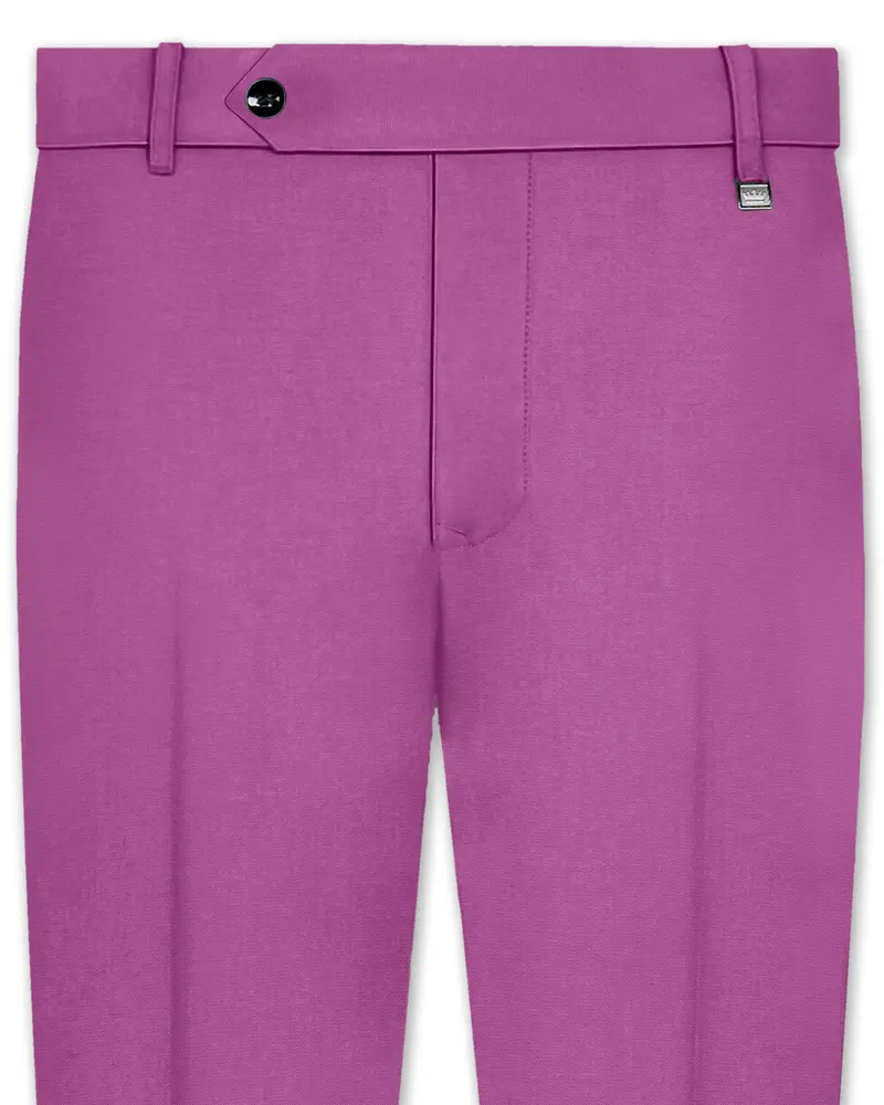 Rosvoy-Trendy Pink Wool Rich Slight Stretch Waistband Pant 1