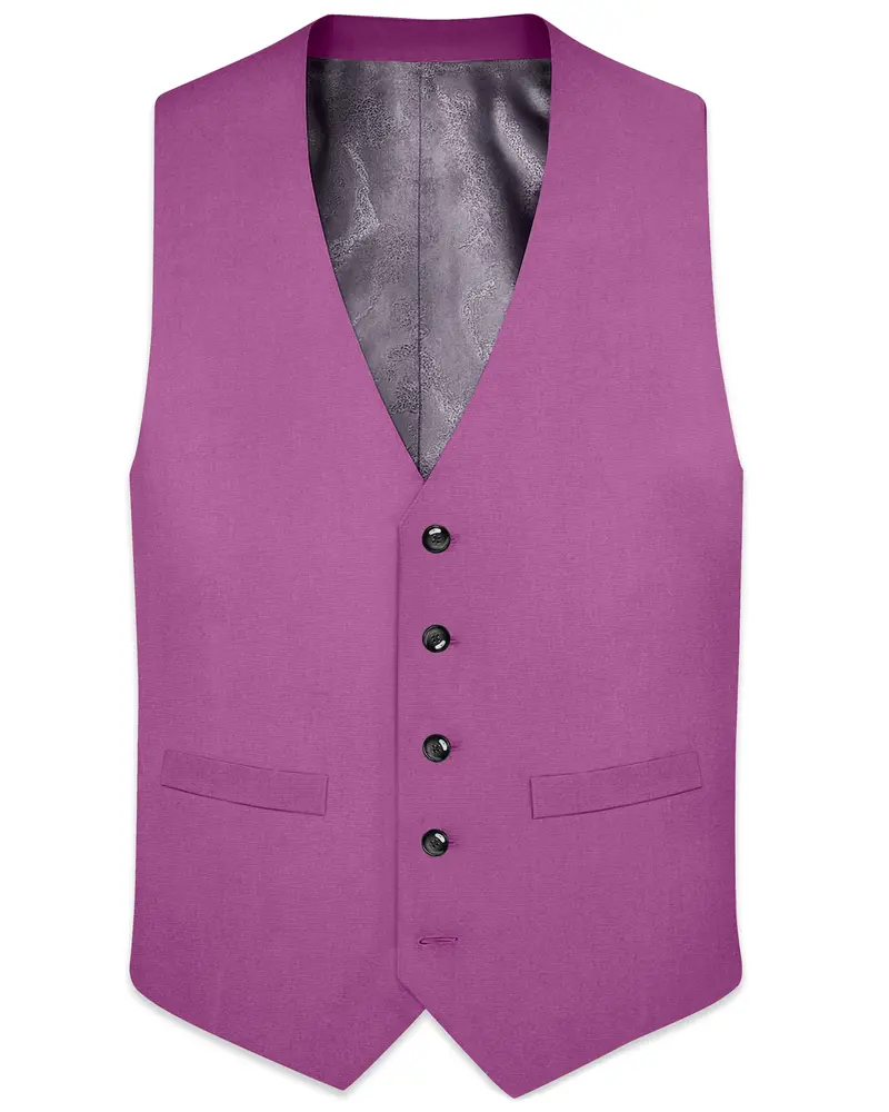 Rosvoy-Trendy Pink Wool Rich Slight Stretch Waistcoat 1