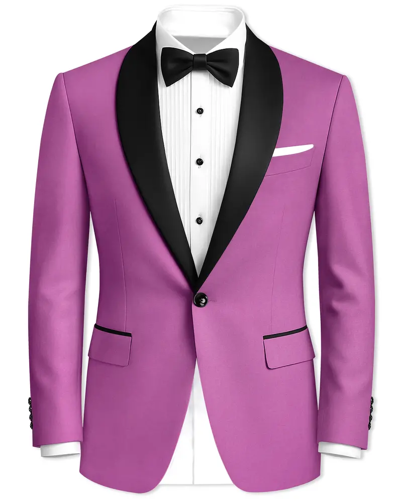 Rosvoy-Trendy Pink Wool Rich Tuxedo Slight Stretch Blazer 1