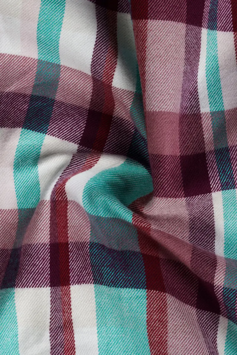 Rosy Finch And Tradewind Blue Plaid Heavyweight Flannel Cotton Shirt 2