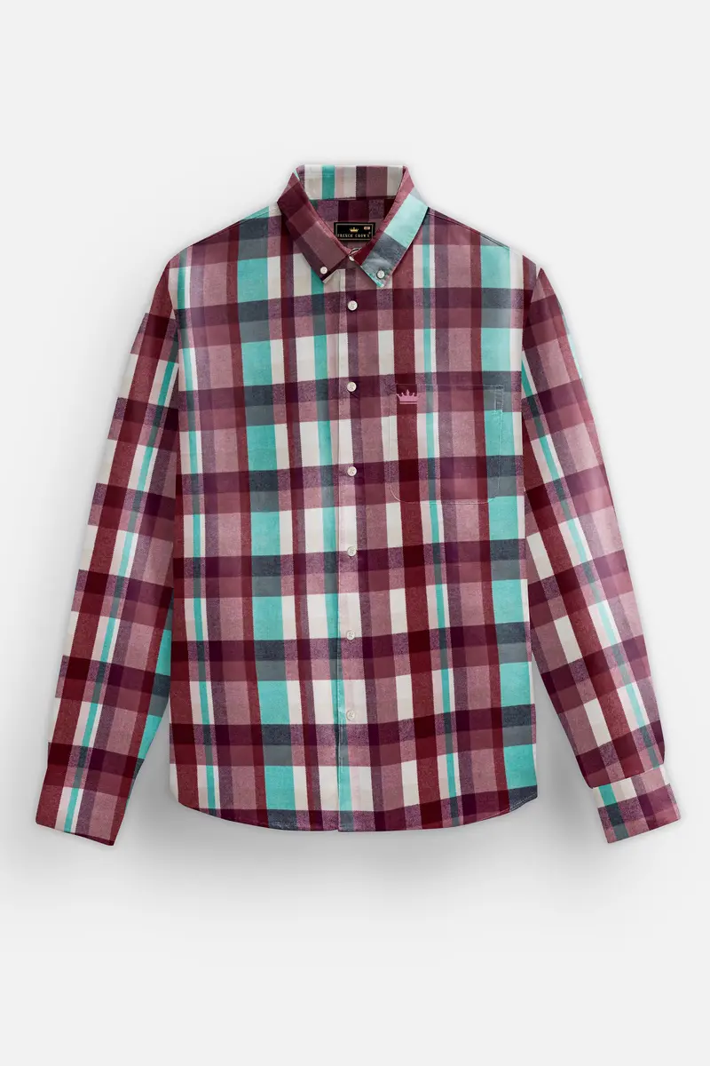 Rosy Finch And Tradewind Blue Plaid Heavyweight Flannel Cotton Shirt 5