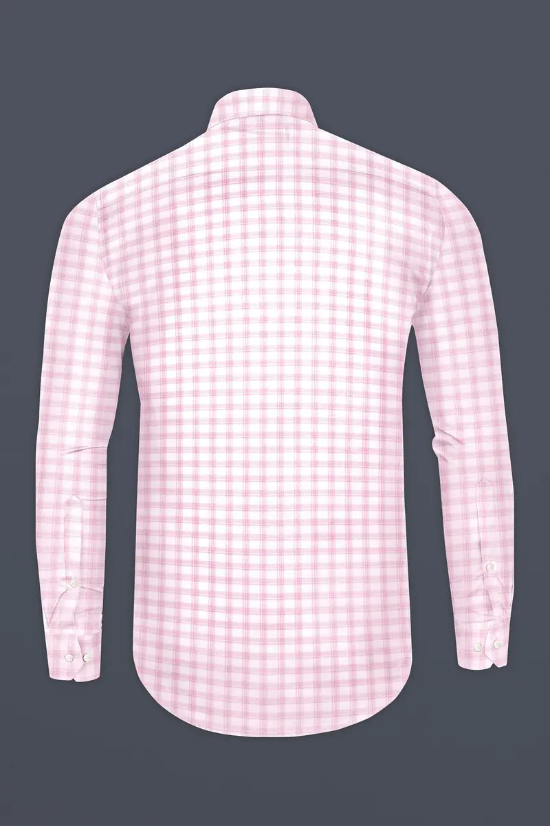 Rosytapestry-Bizarre Pink Plaid Jacquard Textured Premium Cotton Dress Shirt 5