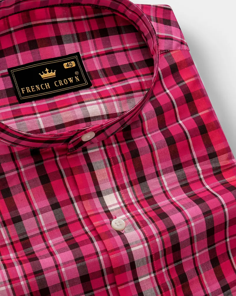 Roszic-Disco Pink Plaid Super Soft Premium Cotton Casual Shirt 1
