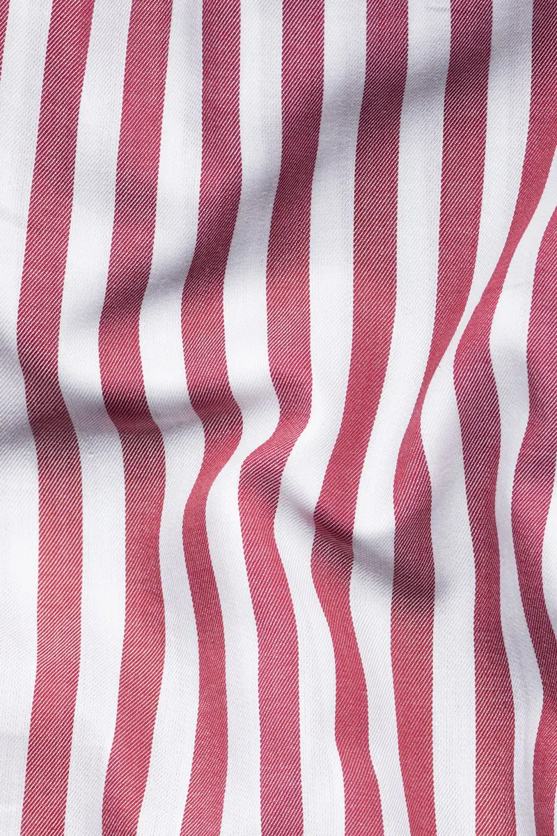 Rouge Pink And White Striped Twill Premium Cotton Shirt 2