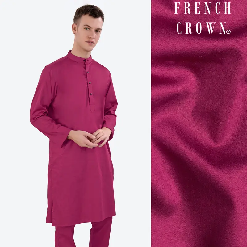 Rouge Pink Subtle Sheen Super Soft Premium Cotton Kurta 1