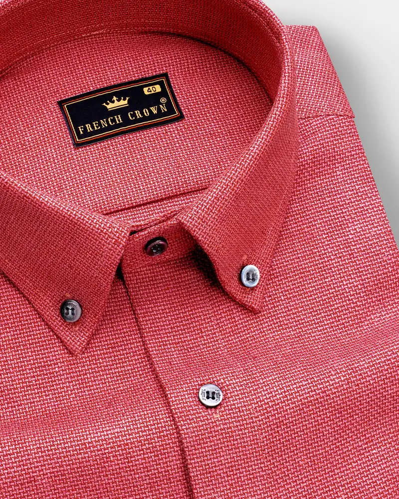 Rouzar-Cadillac Maroon Heavyweight Dobby Textured Premium Giza Cotton Casual Shirt 1