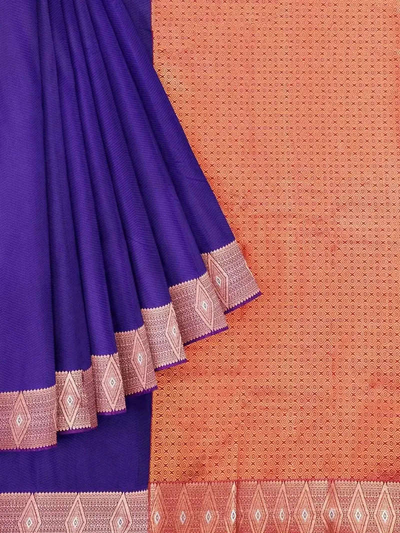 Royal Blue Art Silk Saree With Plain Body And Contrast Zari Border 1