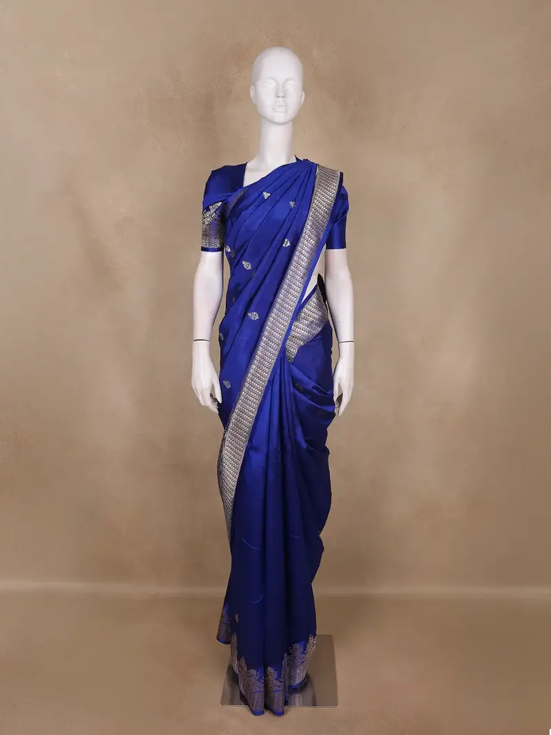 Royal Blue Butta Woven Design Pure Banarasi Saree 1