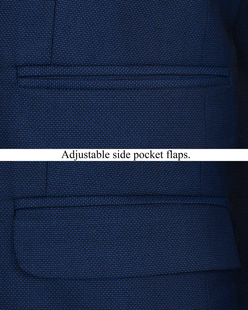 Royal Blue Cross Placket Bandhgala Wool Rich Blazer 5
