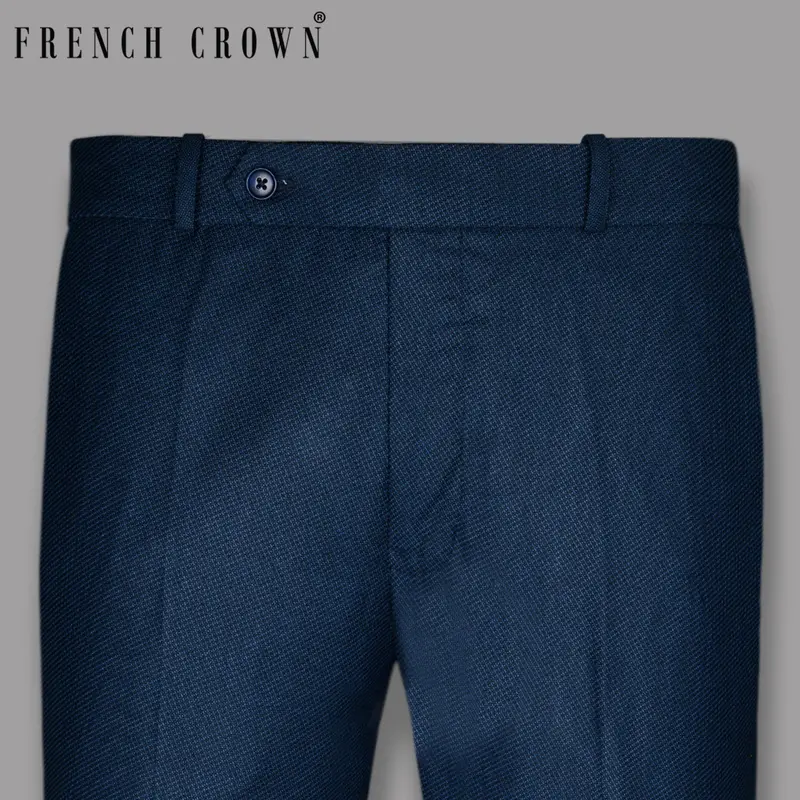 Royal Blue Diamond Dobby Formal Pant 1