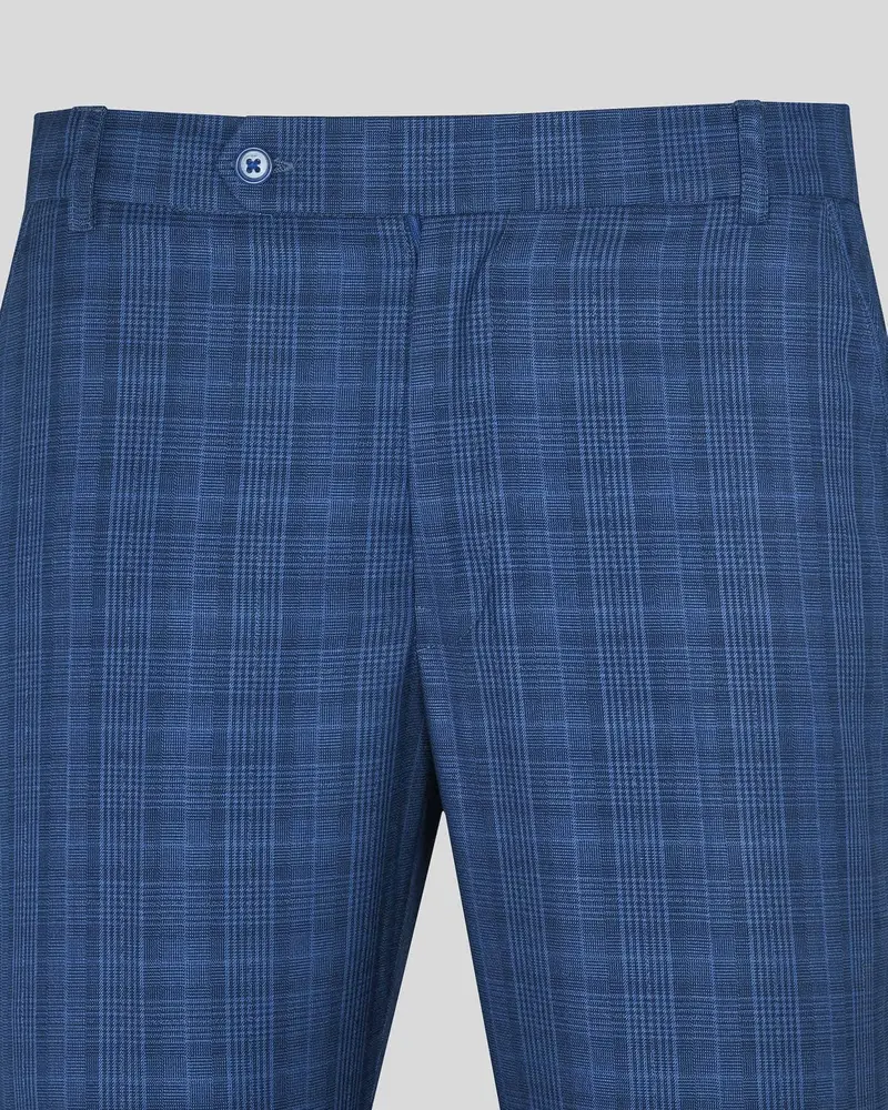 Royal Blue Plaid Double Breasted Suit 11