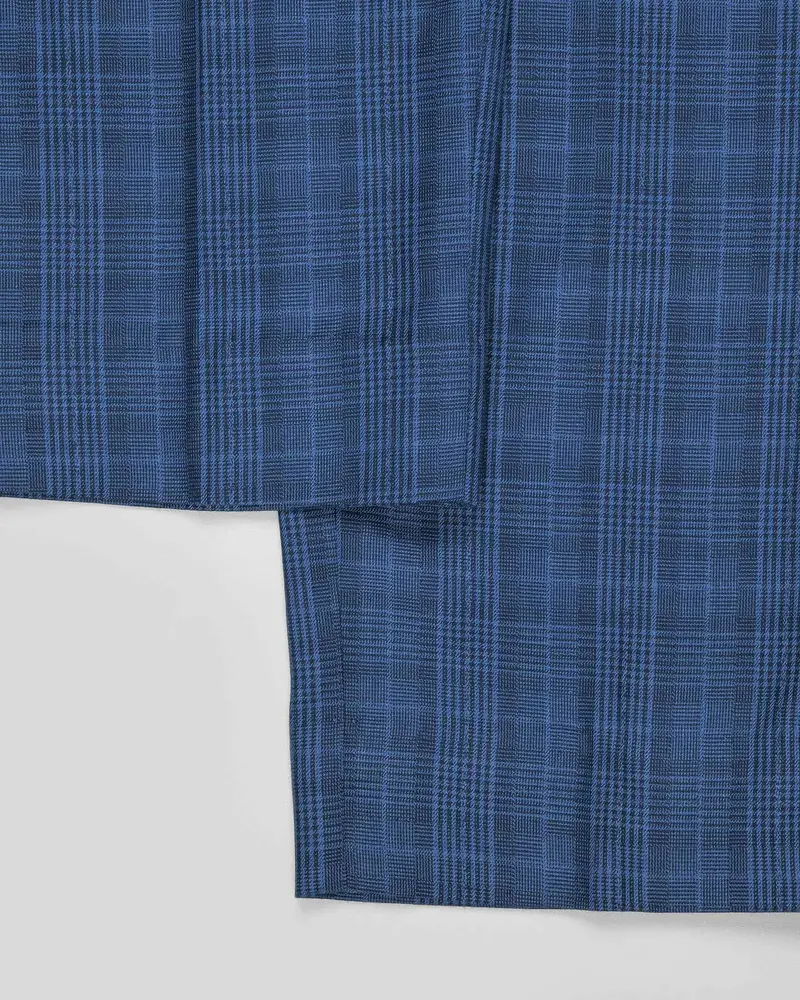 Royal Blue Plaid Double Breasted Suit 15