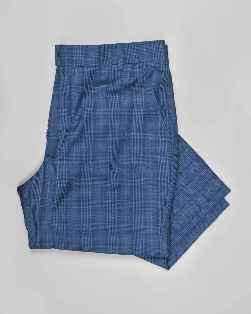 Royal Blue Plaid Double Breasted Suit 16