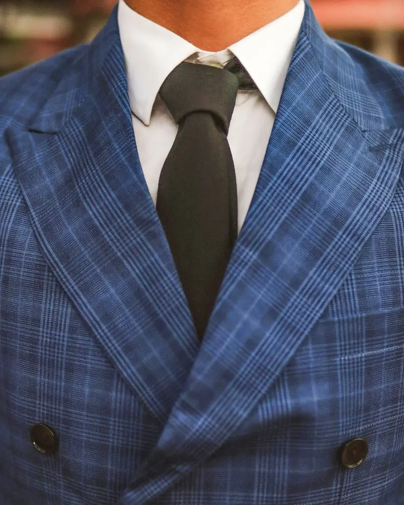 Royal Blue Plaid Double Breasted Suit 17