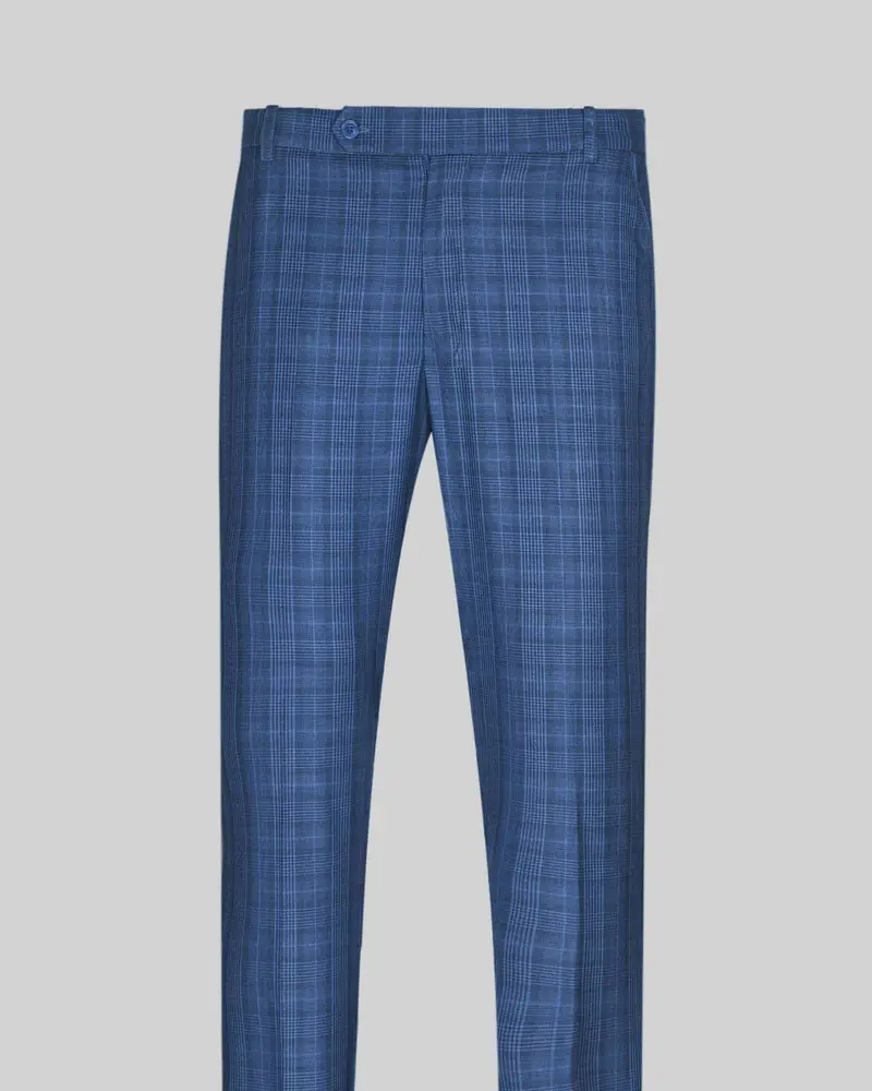 Royal Blue Plaid Formal Pant 4