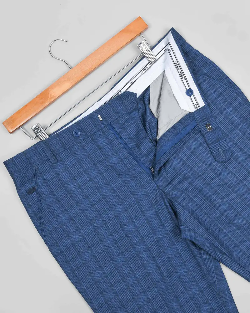 Royal Blue Plaid Formal Pant 6