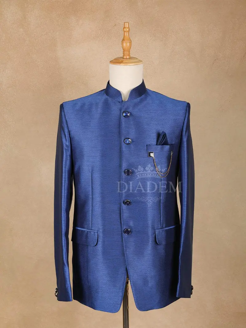 Royal Blue Solid Jodhpuri Men's Suit 1
