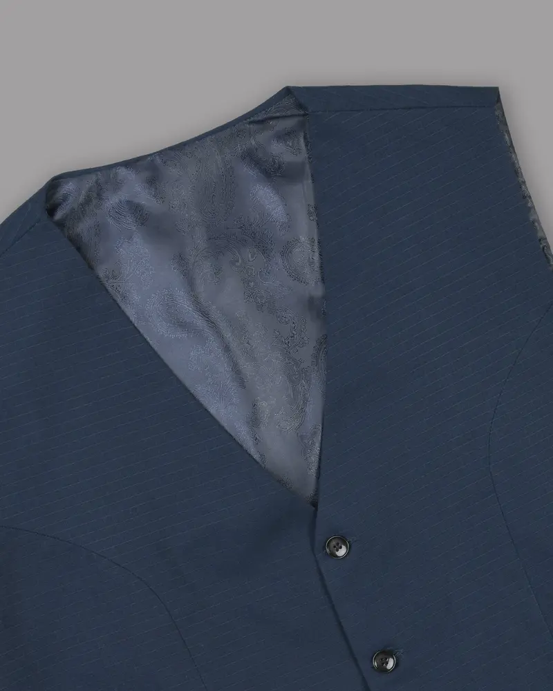 Royal Blue Subtle Checked Premium Cotton  Waistcoat 1