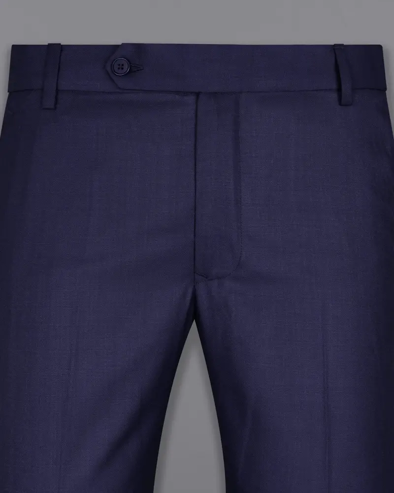 Royal Blue Subtle Checkered Pant 2