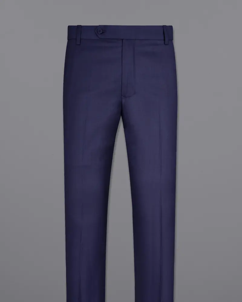 Royal Blue Subtle Checkered Pant 4