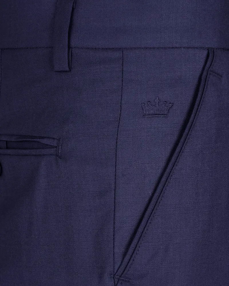Royal Blue Subtle Checkered Pant 5
