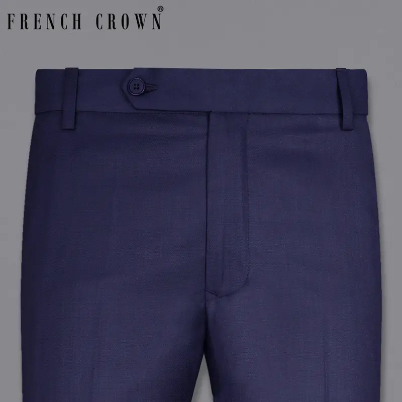 Royal Blue Subtle Checkered Pant 6