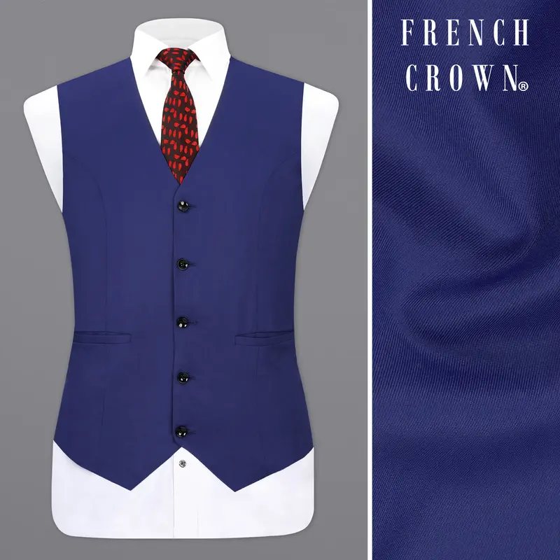 Royal Blue Textured Waistcoat 1