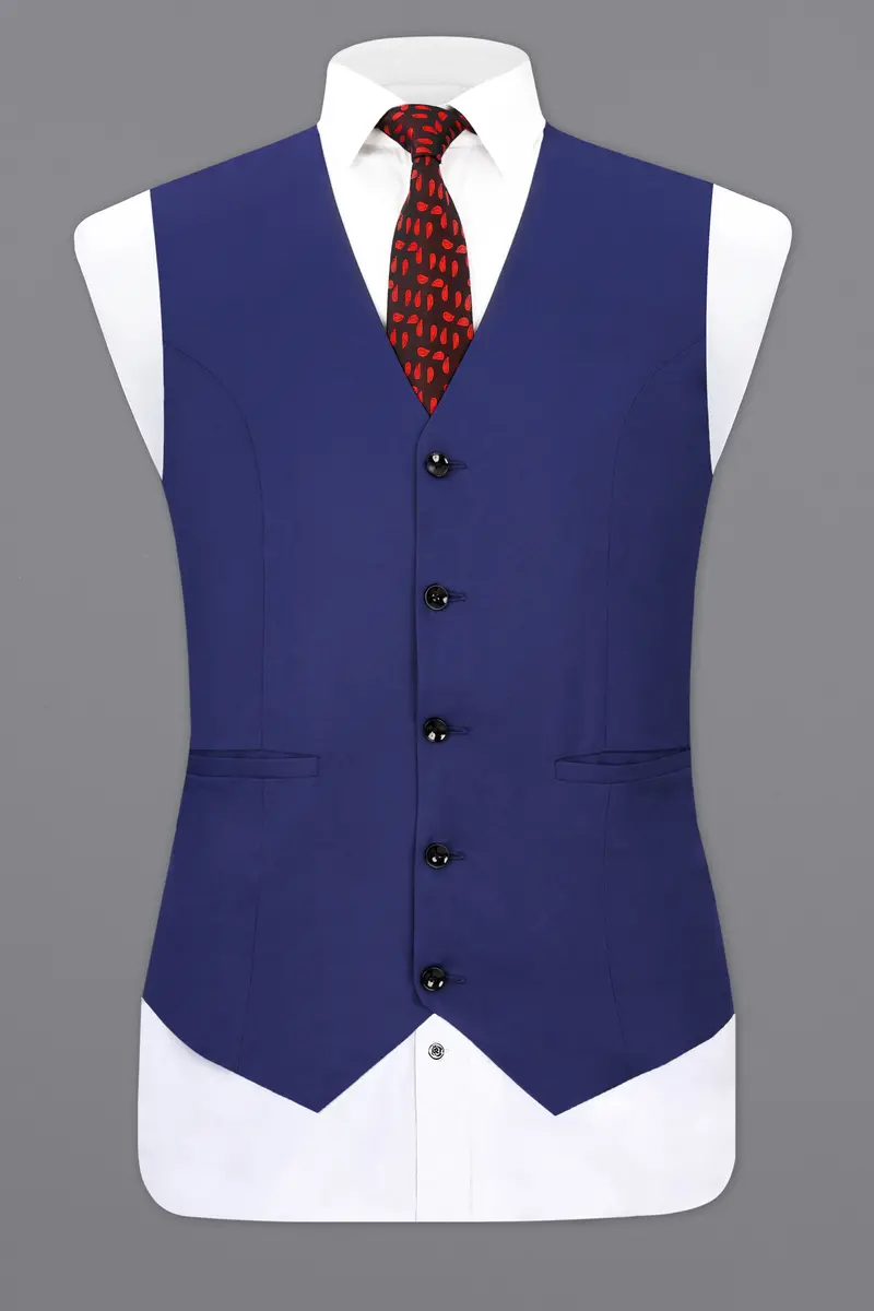 Royal Blue Textured Waistcoat 2