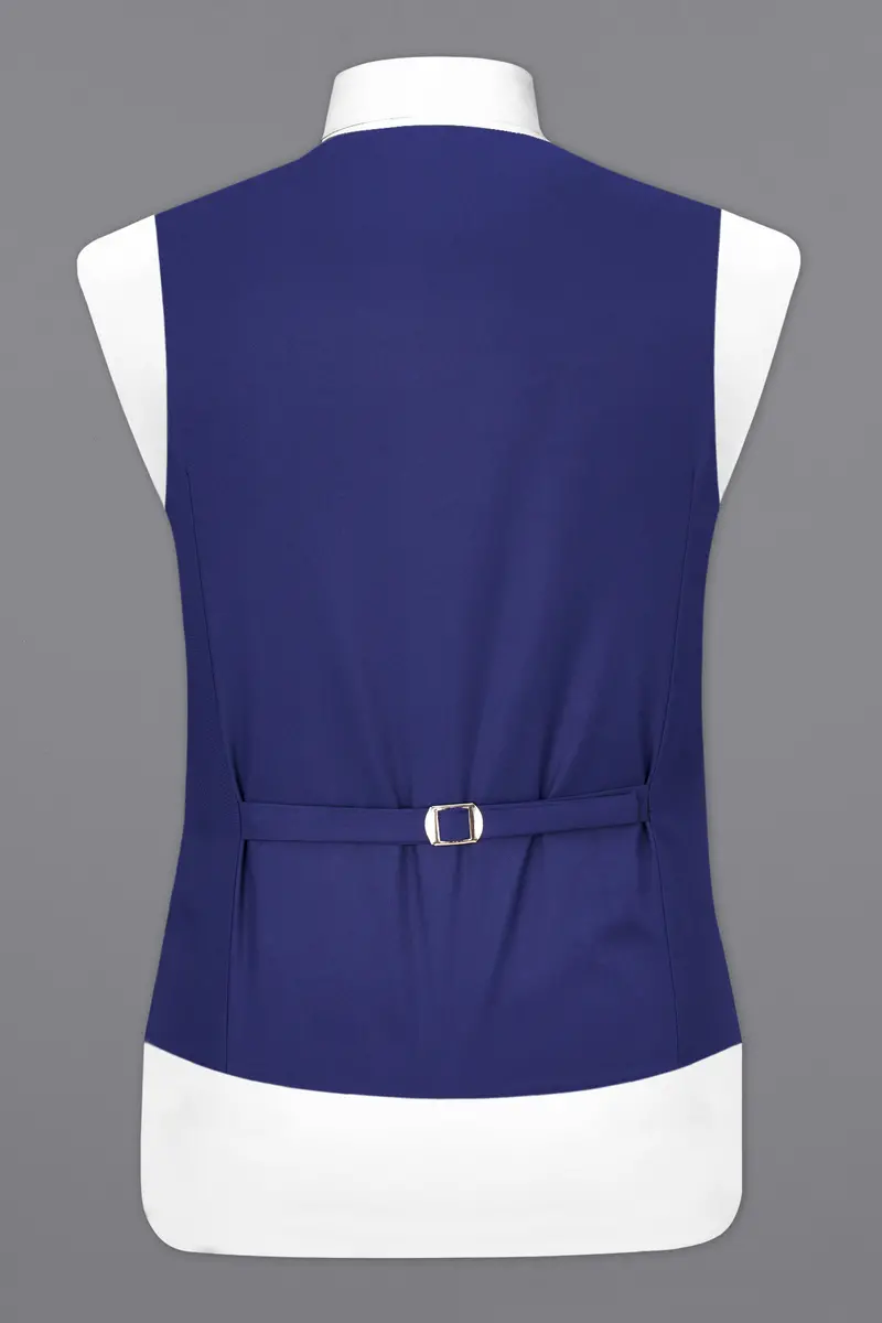 Royal Blue Textured Waistcoat 6