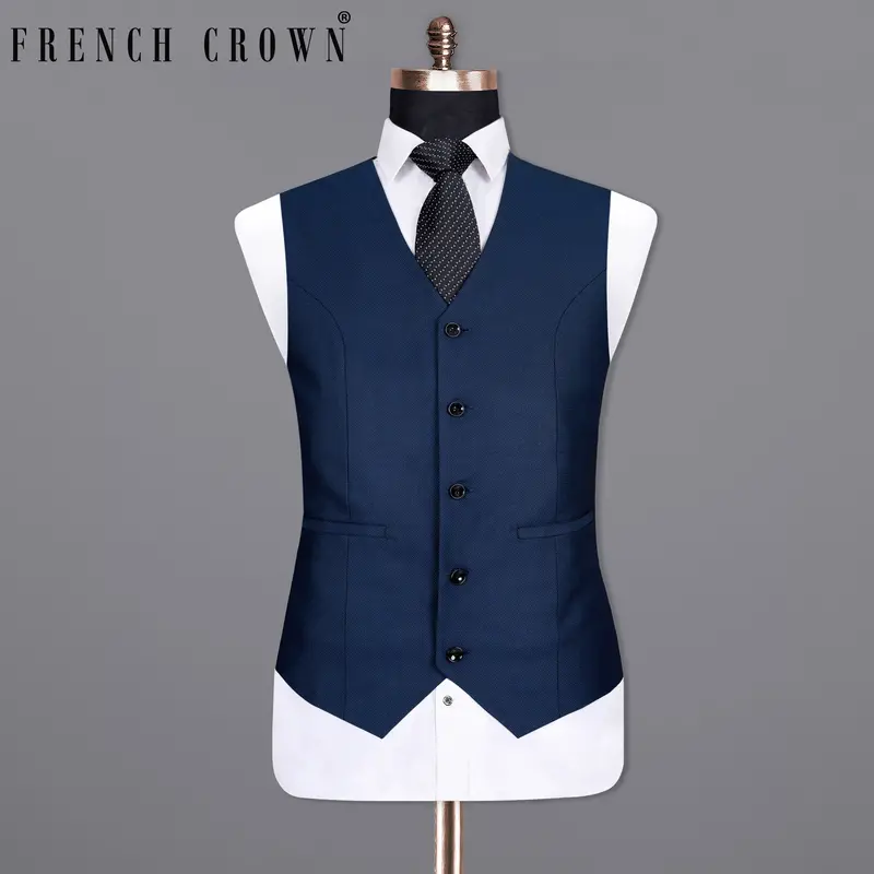 Royal Blue Wool Rich Waistcoat 1