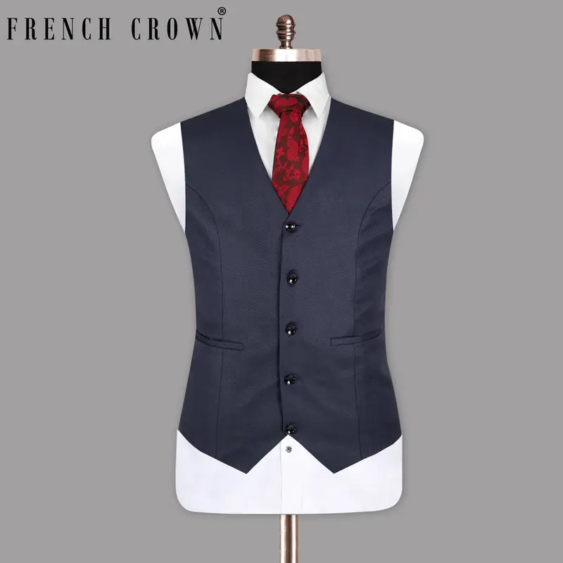 Royal Blue Wool-Rich Waistcoat 1