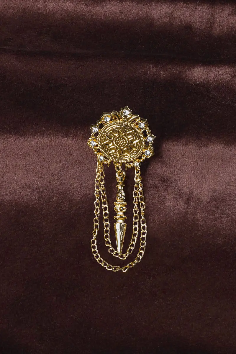 Royal Emblem Designer Gold Tone Brooch 2