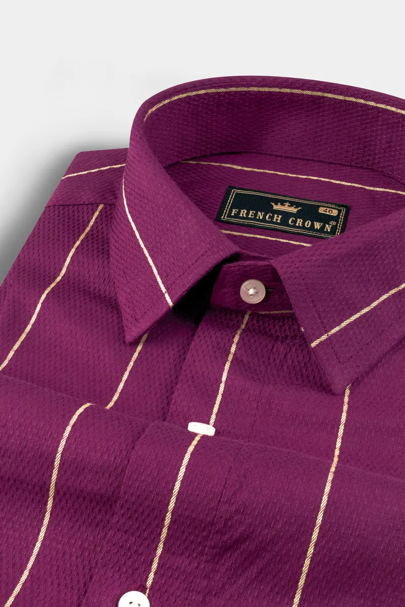 Royal Heath And Tumbleweed Striped Dobby Textured Premium Giza Cotton Shirt 1