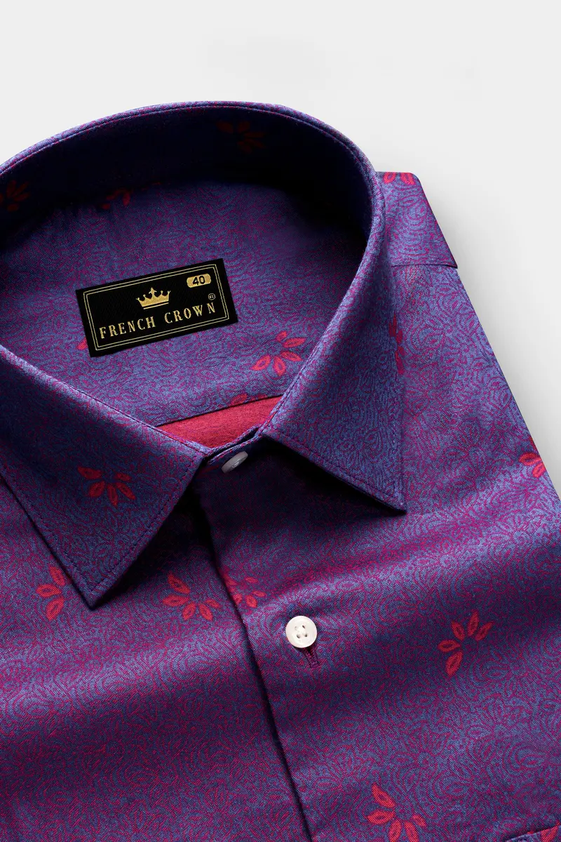 Royal Orchid-Violet Purple Jacquard Textured Premium Giza Cotton Dress Shirt 1
