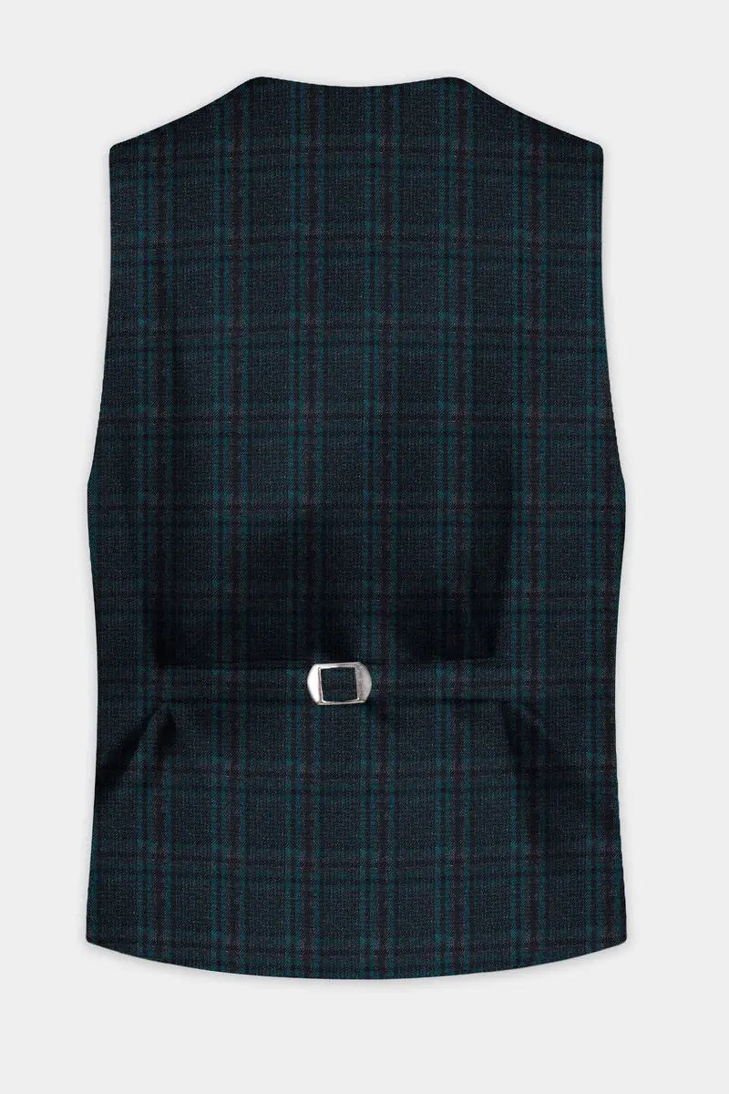 Royale-Cyprus Blue Plaid Tweed Waistcoat 4