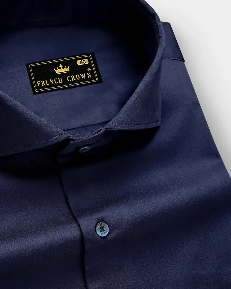 Royalglint-Prussian Blue Solid Subtle Sheen Super Soft Premium Cotton Dress Shirt 1