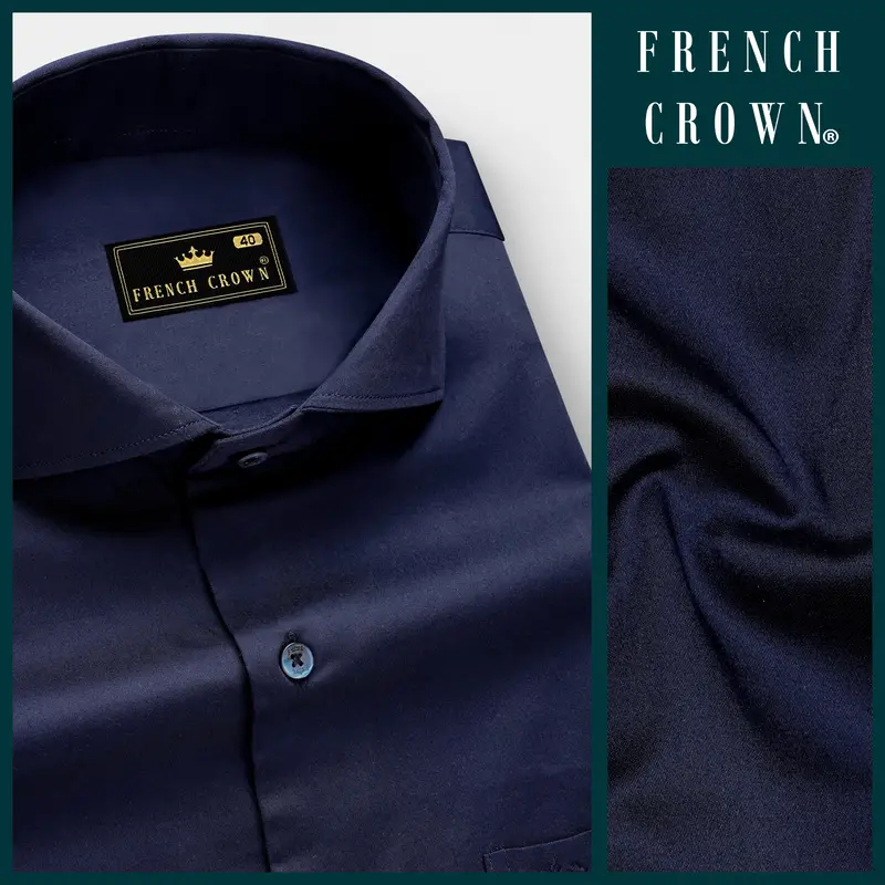 Royalglint-Prussian Blue Solid Subtle Sheen Super Soft Premium Cotton Dress Shirt 8