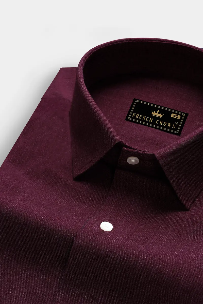 Russett Maroon Textured Flannel Cotton Shirt 1