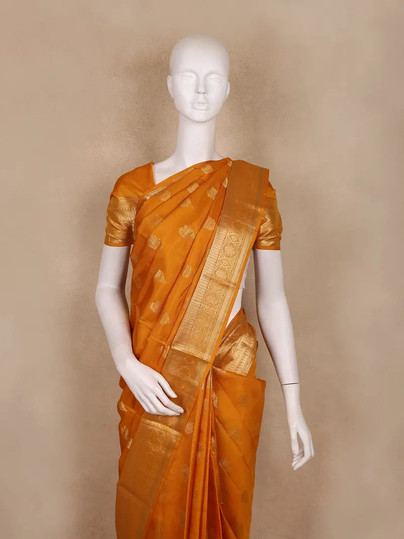 Rust Orange Butta Woven Design Kanchipuram Silk Saree 2