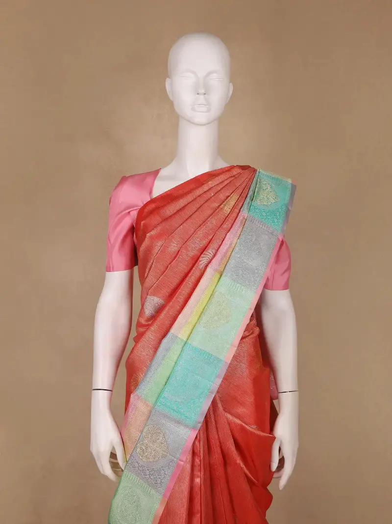 Rust Orange Zari Woven Kanchipuram Silk Saree 2