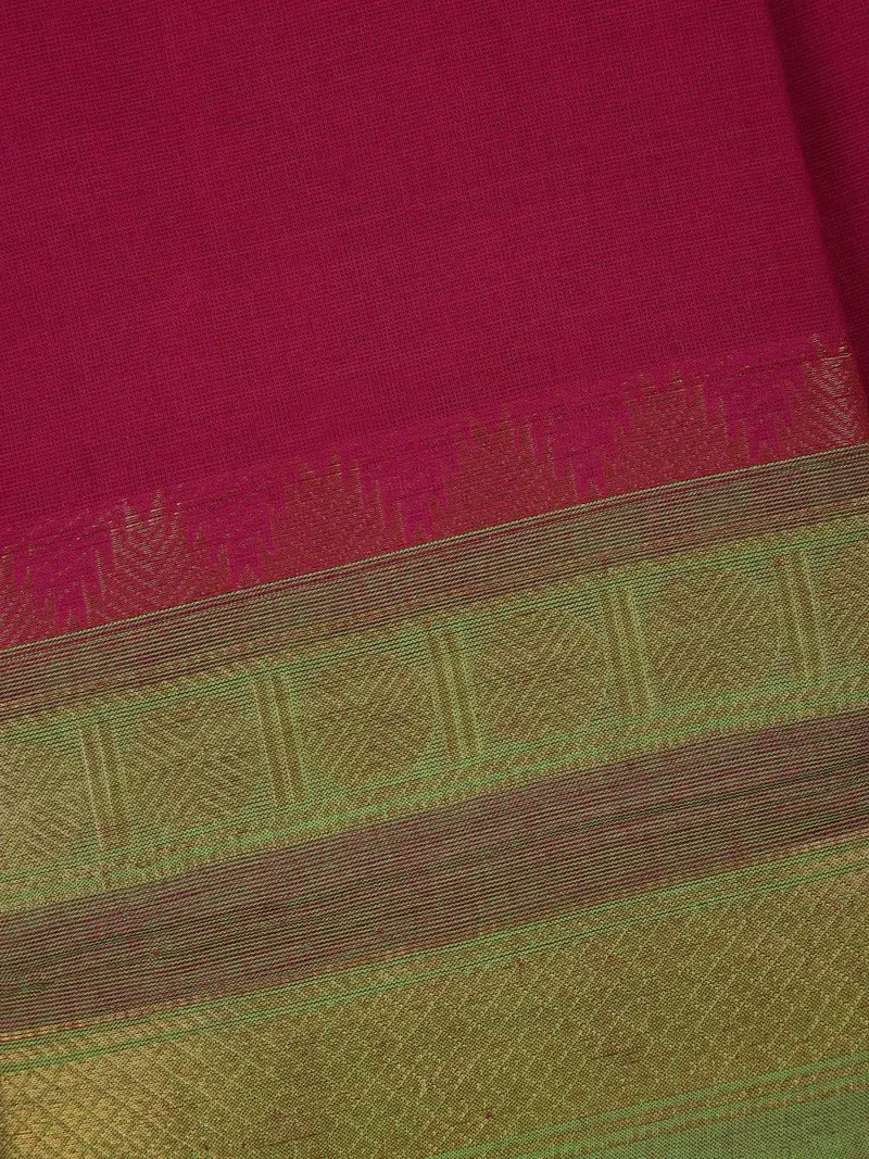Rust Red Solid Design Cotton Fancy Saree 2