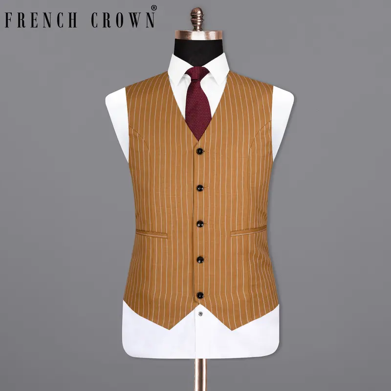 Rust Striped Wool Rich Waistcoat 1